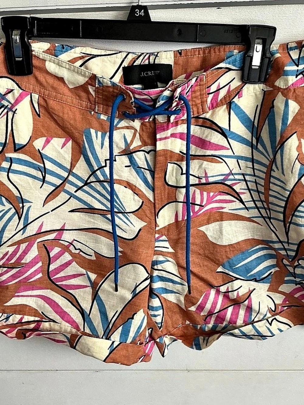 J.Crew Linen Beach Short in Tropical Leaf Print Tropical Leaf Print Shorts Size
